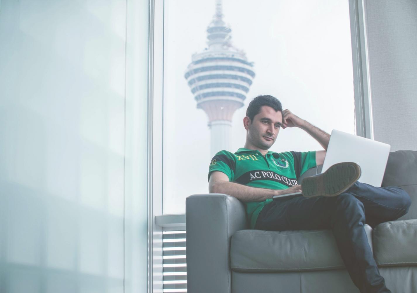 Financial analysis workspace with charts and data